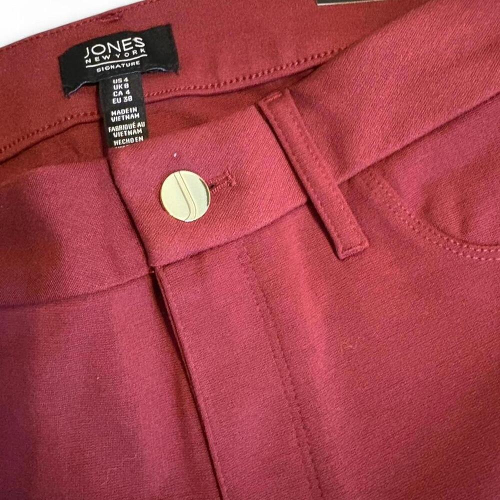 Jones New York burgundy high-waisted skinny pants Size 4 NEW - Picture 2 of 7
